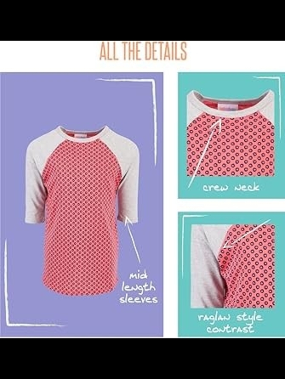 Lightweight Cotton Blend Raglan Tee - Picture 5 of 6